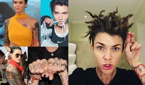 A picture of Ruby Rose's tattoos.